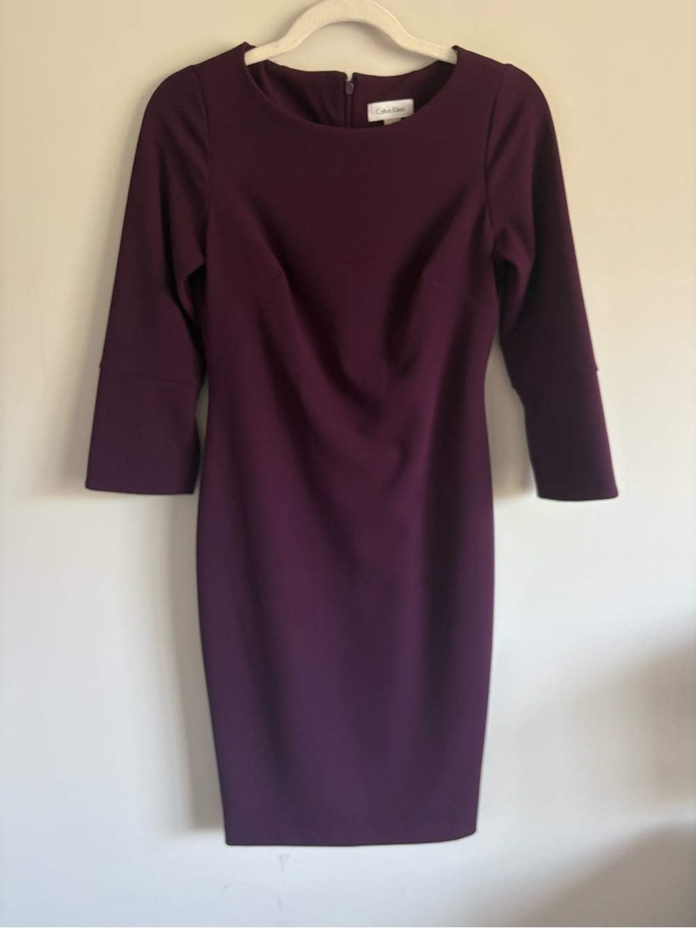 Calvin Klein Deep Plum Long Sleeve Sheath Dress
